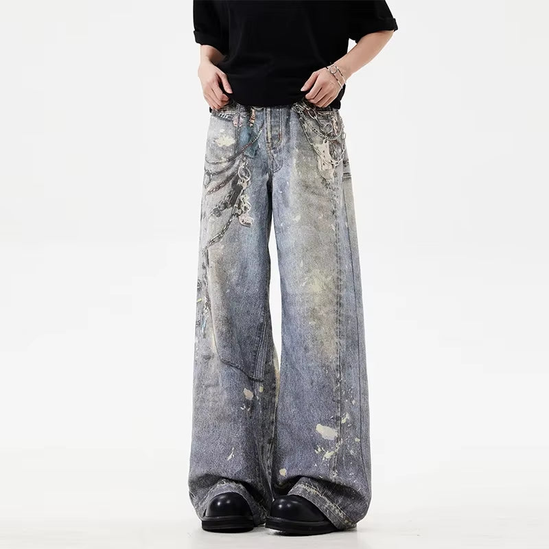 SPLATTER CHAIN DENIM