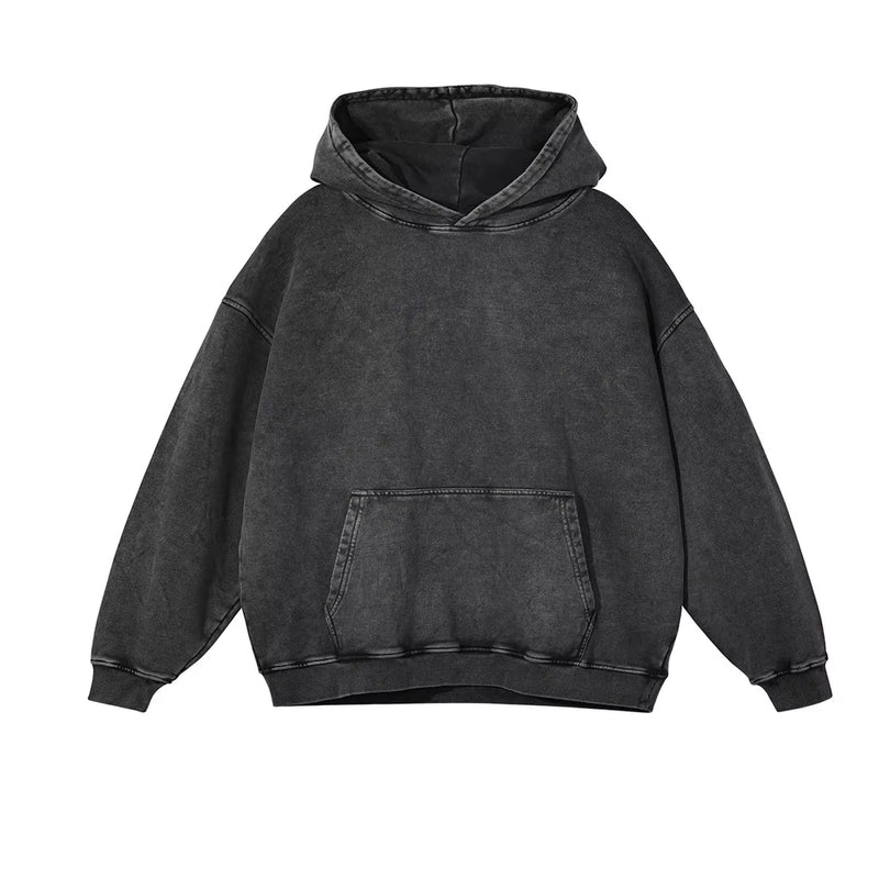 2024 Autumn/Winter American Style Distressed Sweatshirt Women'S 420G Hooded round Neck Jacket Couple Clothing Sweatshirt Waxed