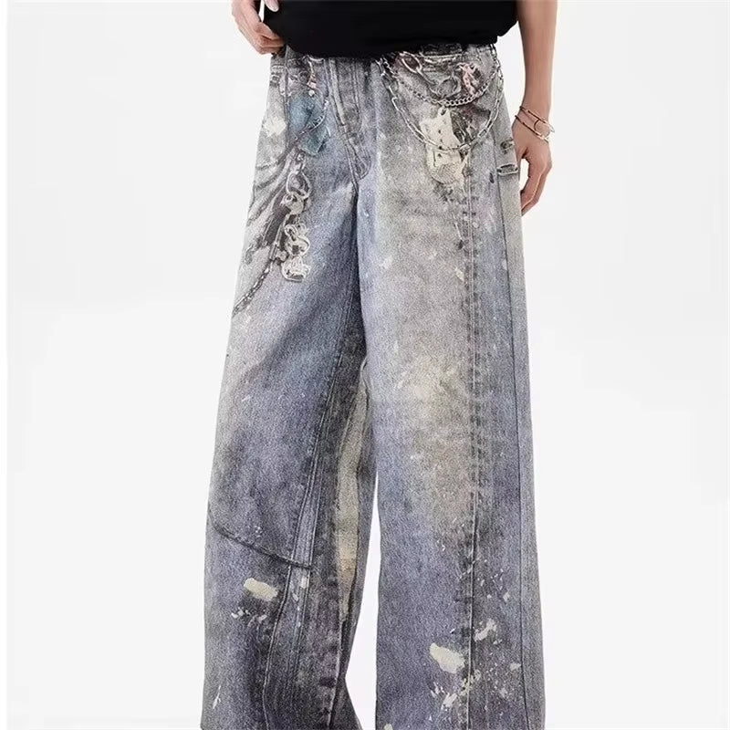 SPLATTER CHAIN DENIM