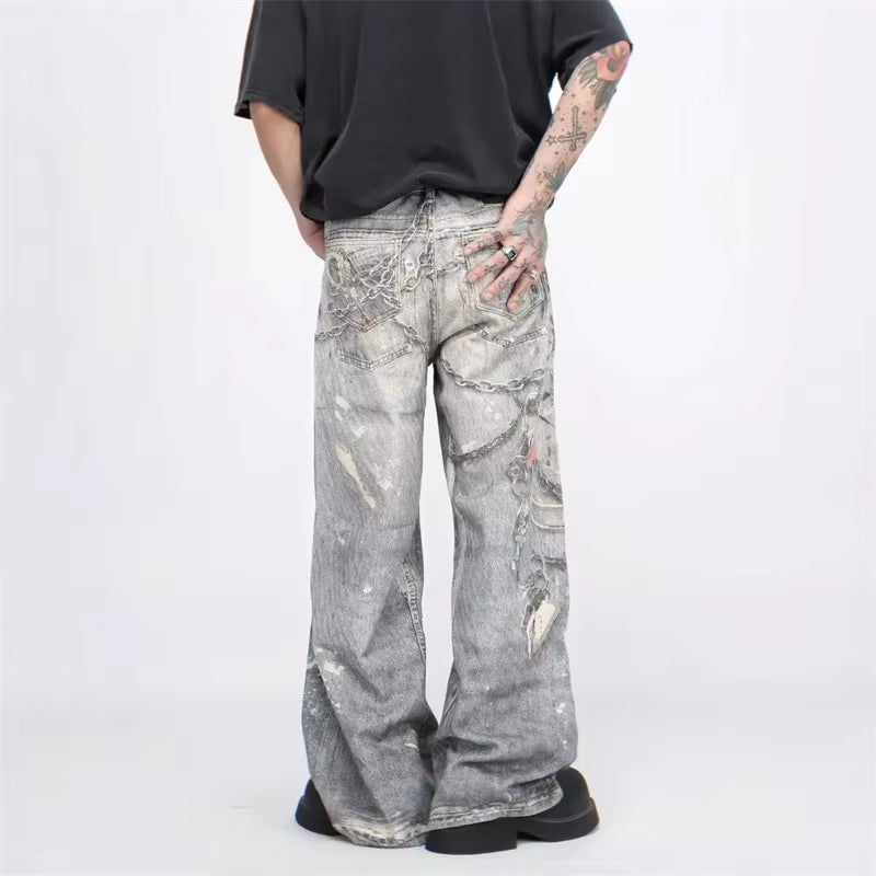 SPLATTER CHAIN DENIM