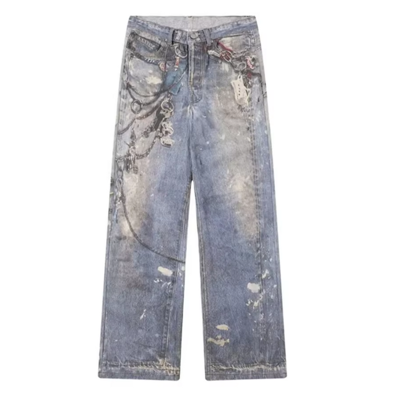 SPLATTER CHAIN DENIM