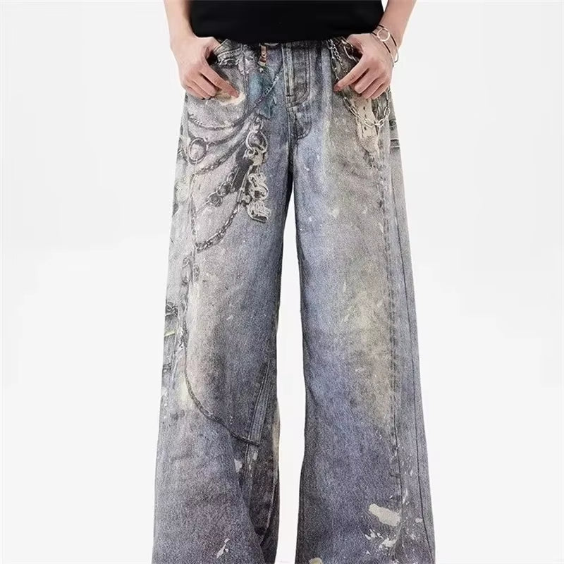 SPLATTER CHAIN DENIM